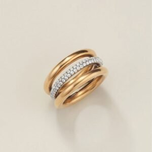 Stainless Steel Luxe Two-Tone CZ Orbit Ring