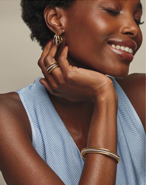 Stainless Steel Luxe Two-Tone CZ Orbit Ring 2 Stainless Steel Luxe Two-Tone CZ Orbit Ring - Image 2