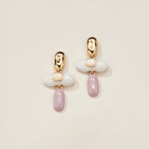 White Quartz Enamel Earrings