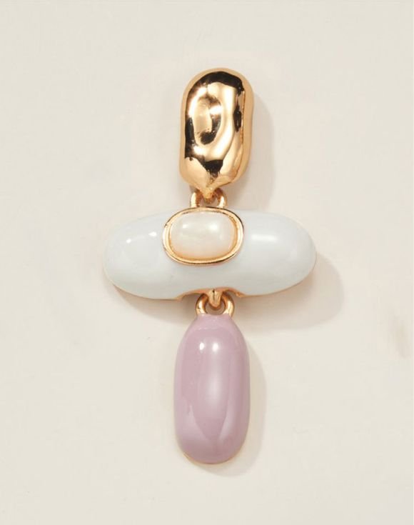 White Quartz Enamel Earrings 2 White Quartz Enamel Earrings - Image 2