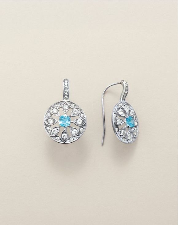 Forever Daisy Stainless Steel Aqua CZ Earrings 1 Forever Daisy Stainless Steel Aqua CZ Earrings