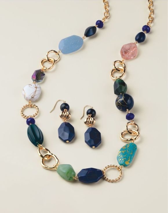 Blue Modern Mosaic Necklace and Earring Set 1 Blue Modern Mosaic Necklace and Earring Set