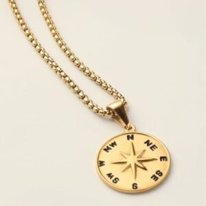 Men's Stainless Steel Trailblazer Compass Necklace