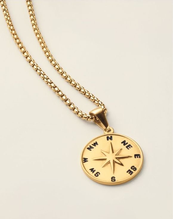 Men's Stainless Steel Trailblazer Compass Necklace 1 Men's Stainless Steel Trailblazer Compass Necklace