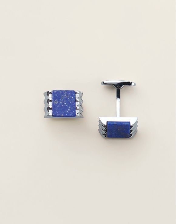 Men's Stainless Steel Blue Titan Lapis Cufflinks 1 Men's Stainless Steel Blue Titan Lapis Cufflinks
