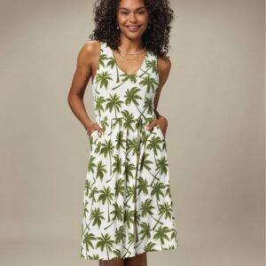 Palm Print Sleeveless Dress