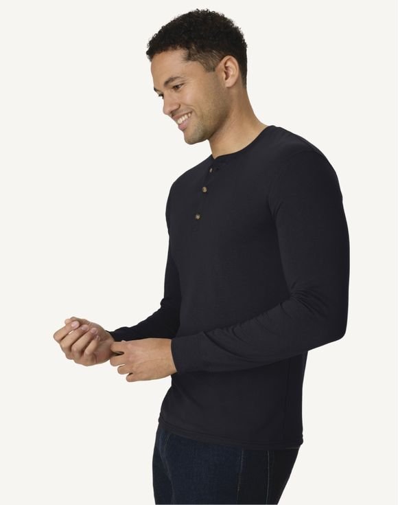 Hanes Originals Men's Long Sleeve Henley T-Shirt MHT481 2 Hanes Originals Men's Long Sleeve Henley T-Shirt MHT481 - Image 2
