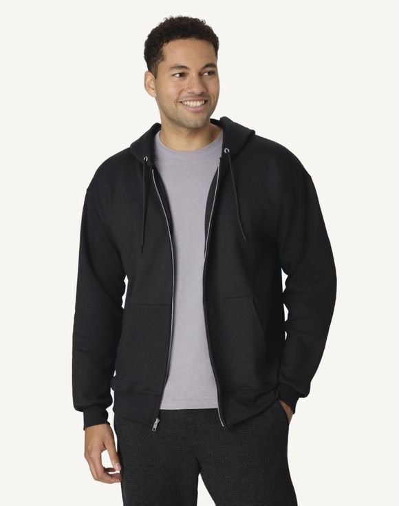 Hanes Ultimate Men's Full-Zip Heavyweight Fleece Hoodie 0F280 2 Hanes Ultimate Men's Full-Zip Heavyweight Fleece Hoodie 0F280 - Image 2