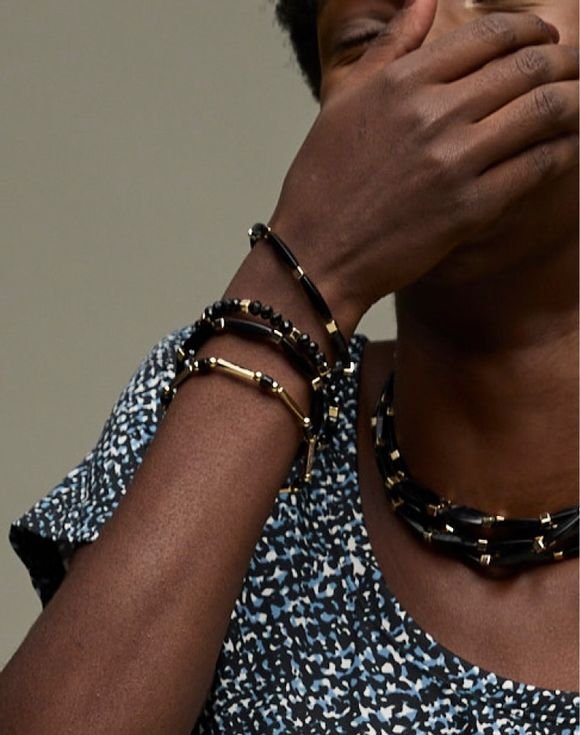 Black and Gold Fusion Link Bracelet Set 2 Black and Gold Fusion Link Bracelet Set