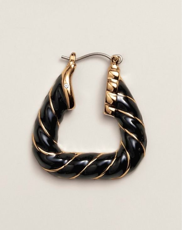 Black and Gold Fusion Twist Hoop Earrings 2 Black and Gold Fusion Twist Hoop Earrings