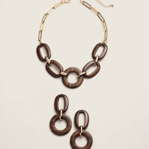 Mocha Muse Link Necklace and Earring Set
