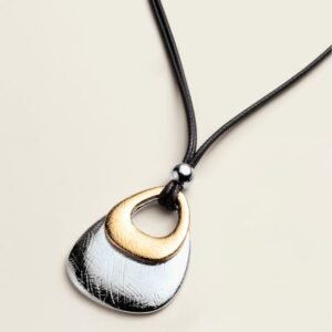 Modern Metals Textured Open Pendant Necklace