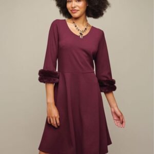 Faux-Fur-Trim Dress