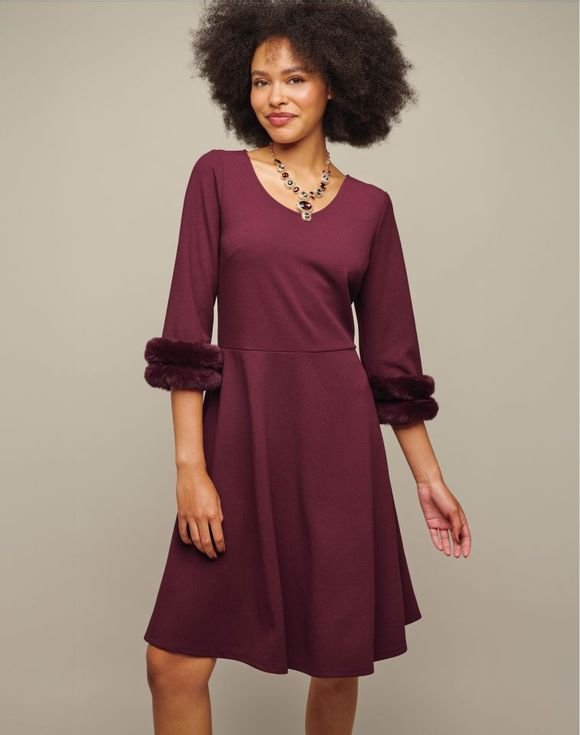 Faux-Fur-Trim Dress 1 Faux-Fur-Trim Dress