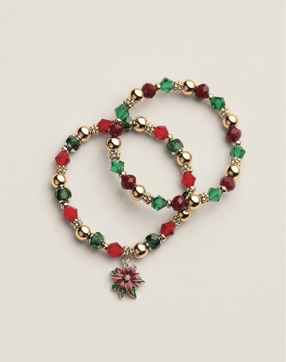 Poinsettia Sparkle Bracelet Set 1 Poinsettia Sparkle Bracelet Set