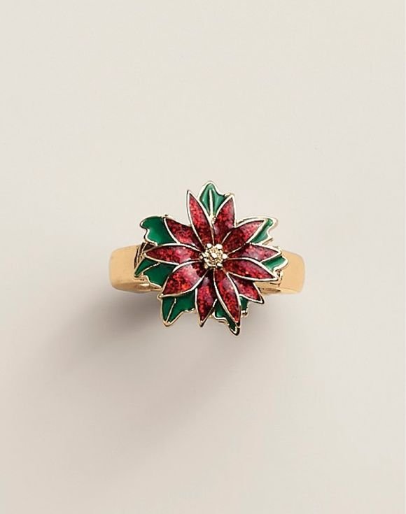 Poinsettia Sparkle Stretch Ring 1 Poinsettia Sparkle Stretch Ring